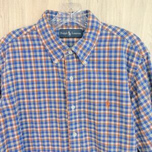 Ralph Lauren Flannel Shirt Mens Large Tattersall Plaid Button Down Double Knit